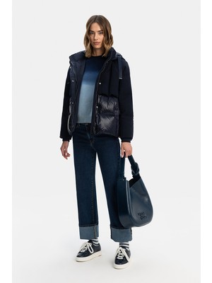 Vakko Navy Straight Cut Denim Trousers