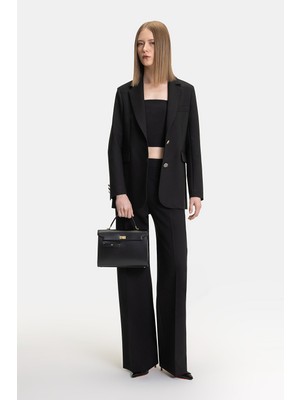 Vakko Black Straight-Leg Trousers