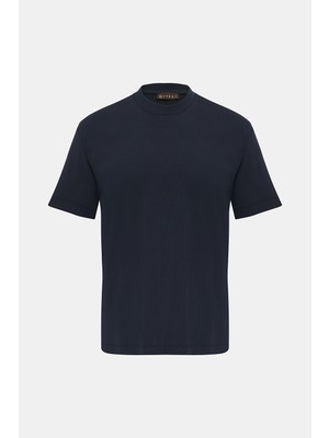 Vakko Navy Crew Neck Short-Sleeve T-Shirt