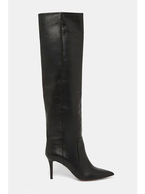Vakko Black Leather Tall Boots