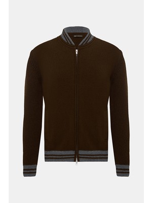 Vakko Dark Brown Knit Sweater