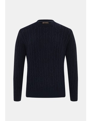 Vakko Navy Crew Neck Knitwear