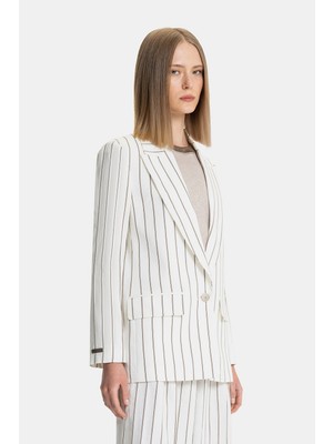 Vakko By Peserıco Ecru Striped Jacket