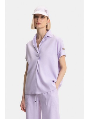 Vakko By Lorena Antonıazzı Lilac Short Sleeve Blouse