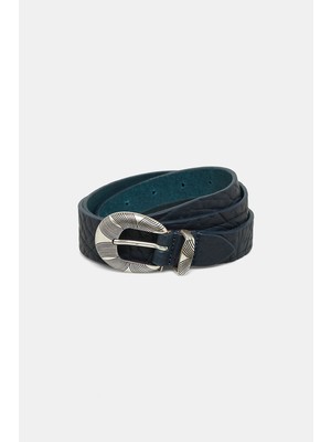 Vakko Navy Leather Belt