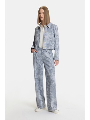Vakko By Lorena Antonıazzı Blue Patterned Trousers