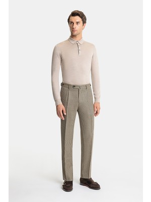 Vakko By Berwıch Single-Pleat Pied De Poule Patterned Wool Trousers