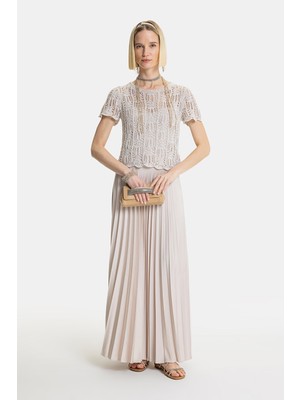 Vakko Beige Long Dress