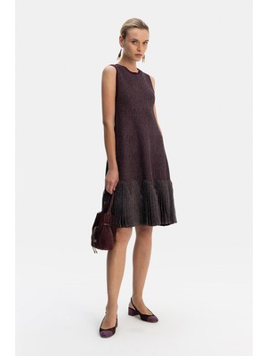 Vakko Burgundy Knit Dress