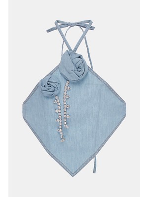 Area Light Blue Strappy Blouse