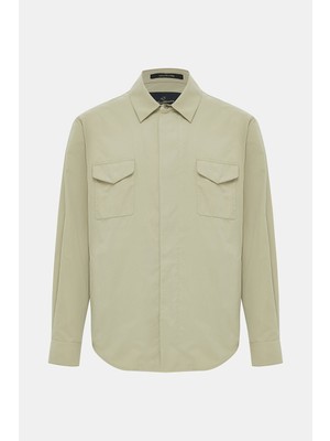 Vakko By Montecore Light Beige Snap Front Shirt Jacket