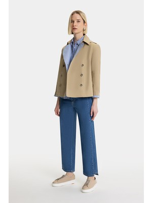 Vakko Navy Straight Cut Denim Trousers