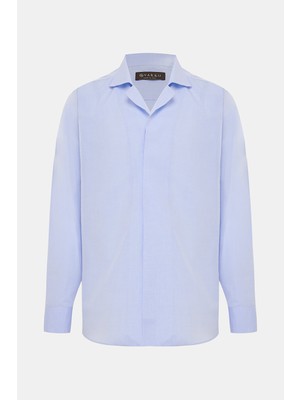 Vakko Light Blue Collared Long Sleeve Shirt