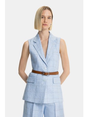 Vakko By Peserıco Blue Linen Vest