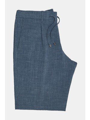 Vakko By Berwıch Single-Pleat Elastic Waist Seersucker Bermuda Shorts