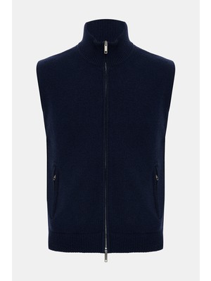 Vakko By Danıele Fıesolı Zip Wool Cashmere Knit Vest