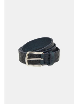 Vakko Navy Leather Belt