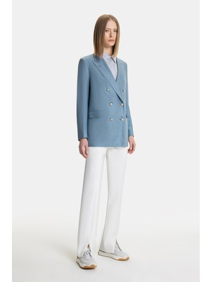 Vakko Ecru Slim Fit Trousers