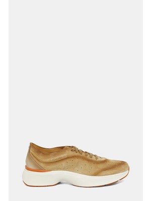 Santoni Santonı Light Beige Lace-Up Leather Sneakers