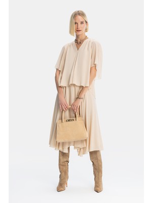 Vakko By Forte Forte Beige Pleated Skirt