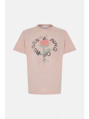 Ganni Gannı Light Pink T-Shirt