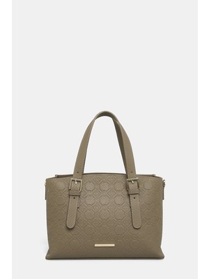Vakko Mink Monogram Leather Bag