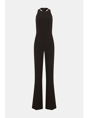 Vakko Dark Brown Sleeveless Jumpsuit