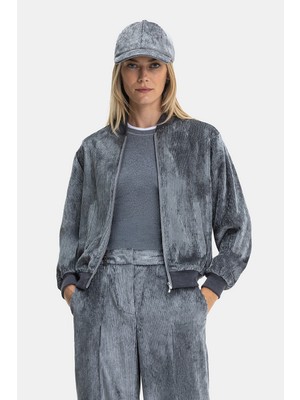 Vakko By Peserıco Grey Velvet Coat