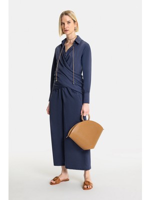 Vakko Navy Loose Fit Trousers