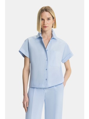 Vakko By Peserıco Blue Short Sleeve Shirt