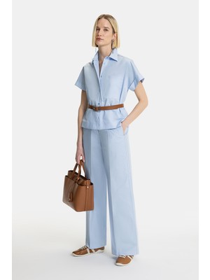Vakko By Peserıco Blue Wide-Leg Trousers