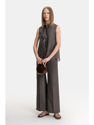 Vakko By Peserıco Brown Wide-Leg Trousers