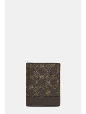 Vakko Brown Monogram Leather Wallet