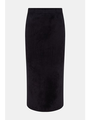 Vakko Navy Velvet Skirt