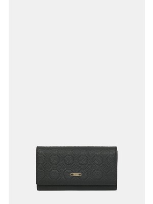 Vakko Black Monogram Leather Wallet