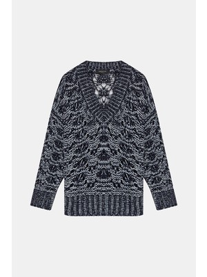 Fabiana Filippi Fabıana Fılıppı Blue V-Neck Wool Knit Sweater