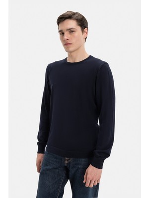 Vakko By Gran Sasso Round Neck Fine Wool Knit Sweater