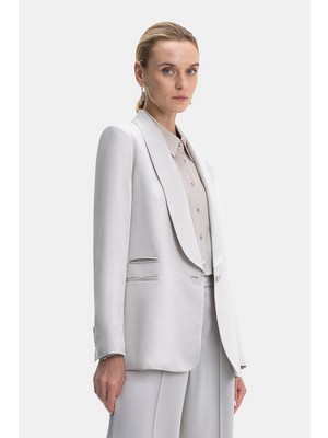 Vakko By Peserıco Grey Shawl Collar Jacket