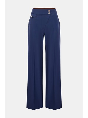 Vakko Navy Straight-Leg Trousers