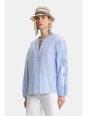 Vakko Blue Striped Shirt