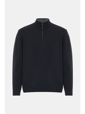 Vakko Zip Mock Neck Knit Sweater
