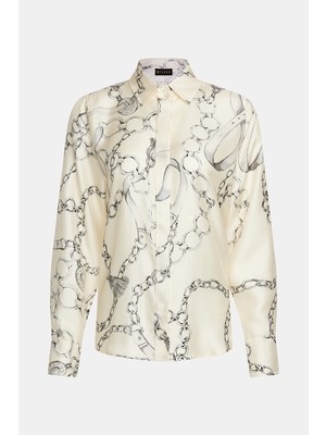 Vakko Ecru Silk Shirt