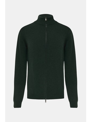 Vakko Zip-Up Stand Collar Cardigan