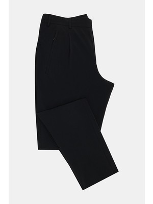 Vakko Black Pleated Technical Fabric Trousers
