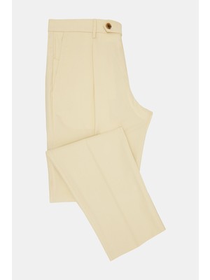 Vakko By Berwıch Light Cream Single Pleat Pants