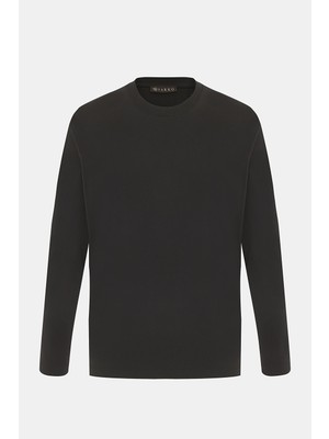 Vakko Black Crew Neck Long Sleeve T-Shirt