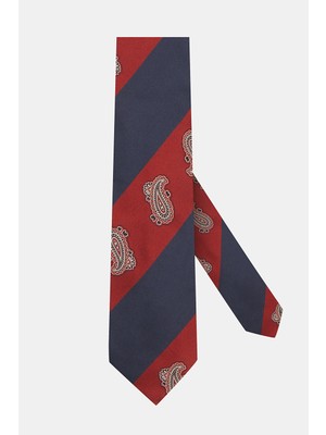 Vakko Burgundy Teardrop Pattern Silk Tie