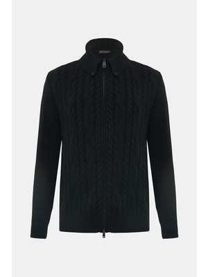 Vakko Zip-Up Thick Cardigan