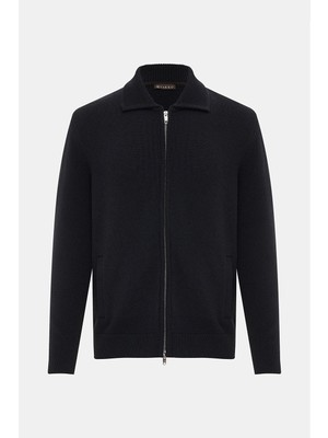 Vakko Zip-Up Thick Cardigan