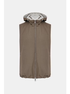Vakko By Montecore Tan Packable Hooded Reversible Vest